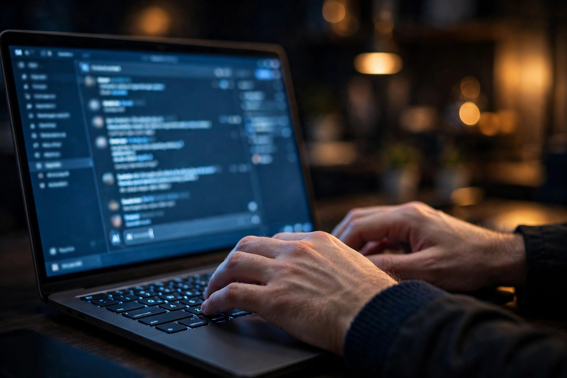 Hands typing an AI video prompt on a laptop