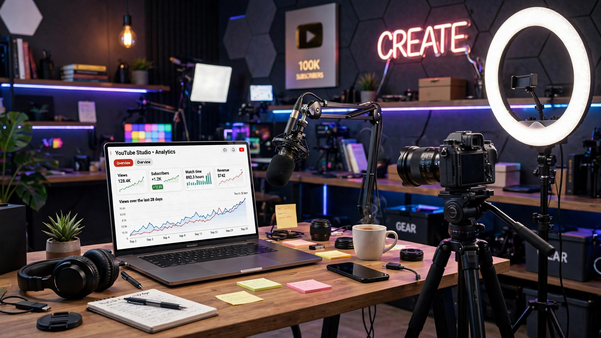 YouTube creator studio setup