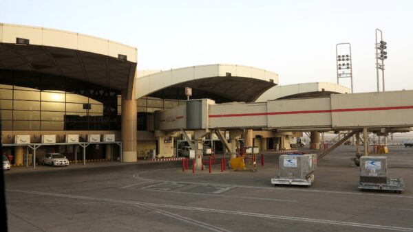 File photo: Terminal 1 at King Khalid International Airport in Riyadh, with a jet bridge on the tarmac.