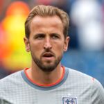Harry Kane in an England shirt during the 2026 FIFA World Cup match against Ghana in Foxborough, Massachusetts.
