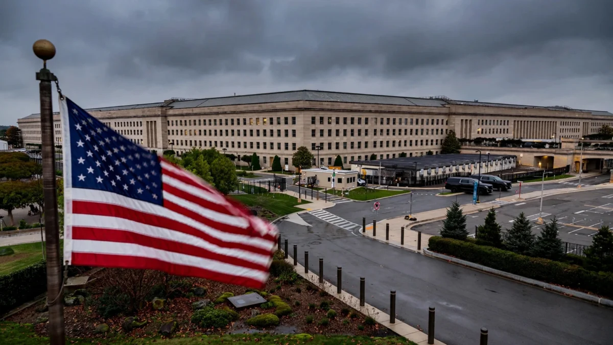 The Pentagon building with an American flag flying, where the decision was announced to execute Fort Hood shooter Nidal Hasan by firing squad