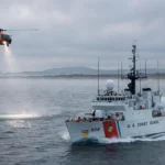 A US Coast Guard cutter and helicopter search the Atlantic off Nantucket for a missing medical transport jet.